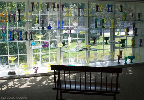 Some of the many colorful glass creations of the Sandwich Glass Factory