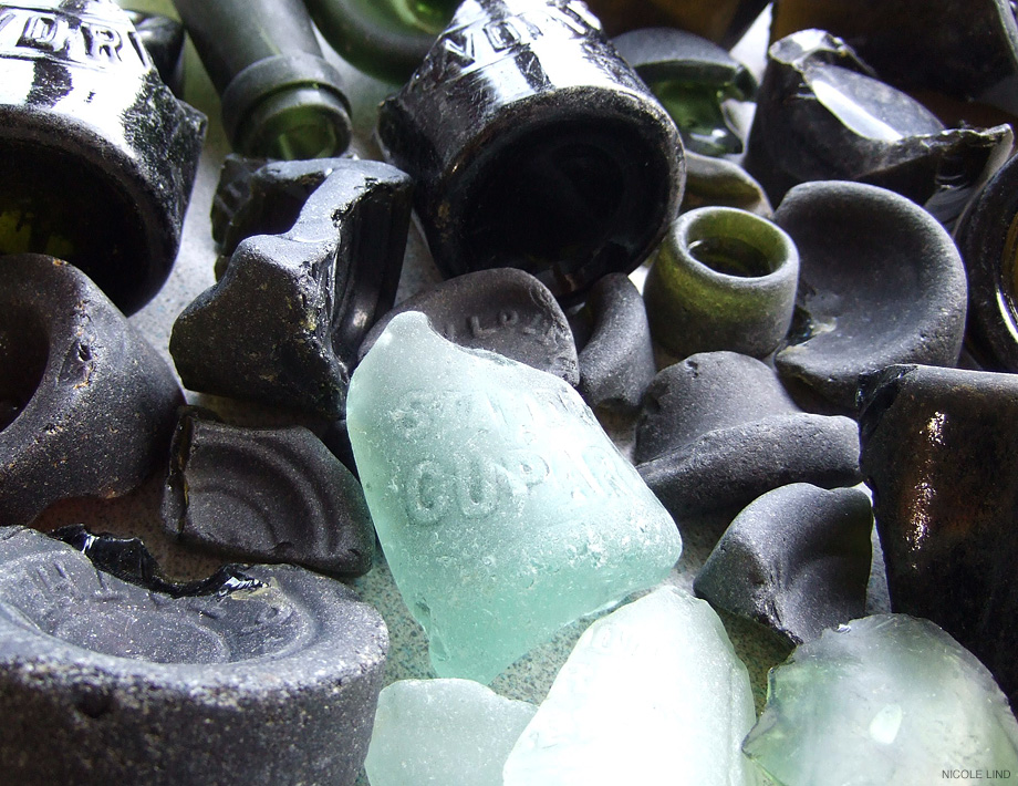 Old Sea Glass Beer Bottles