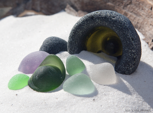 Dark Green Sea Glass Kickup, Still Life Photo