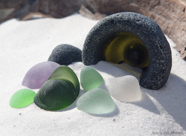 Dark Green Sea Glass Kickup, Still Life Photo