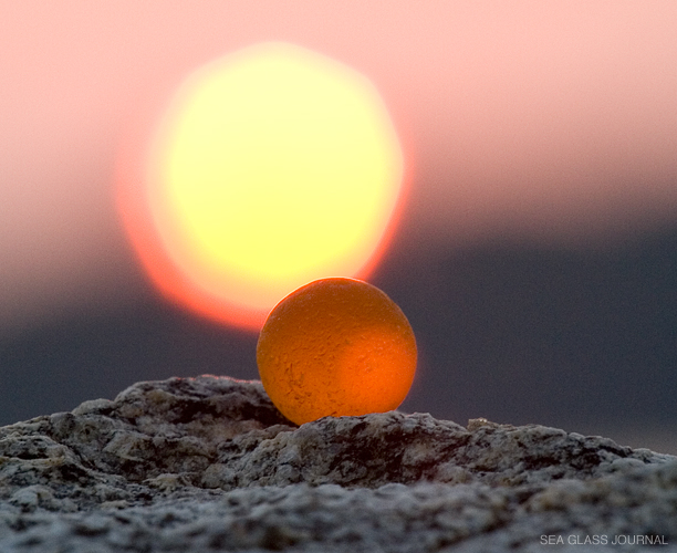 Orange Sea Glass Marble, Still Life Photo