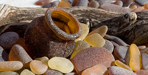 Amber Brown Sea Glass Marmite Bottle